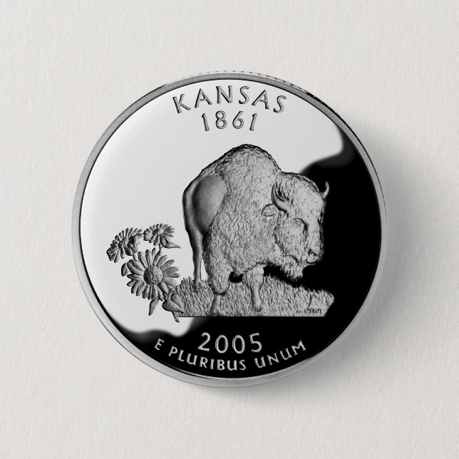 Faux Kansas State Quarter 2 Inch Round Button (Front)