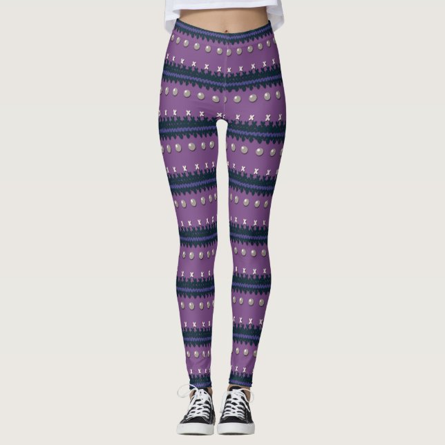 Faux Knished Purple Leggings de Noël (Devant)
