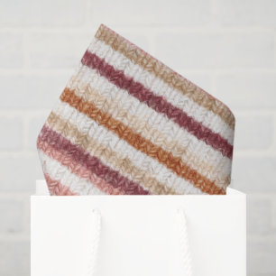 Faux Knitt Red Pink White Orange Stripes Birthday Tissue Paper