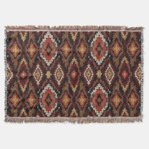Faux knitted Aztec Western pattern Throw Blanket