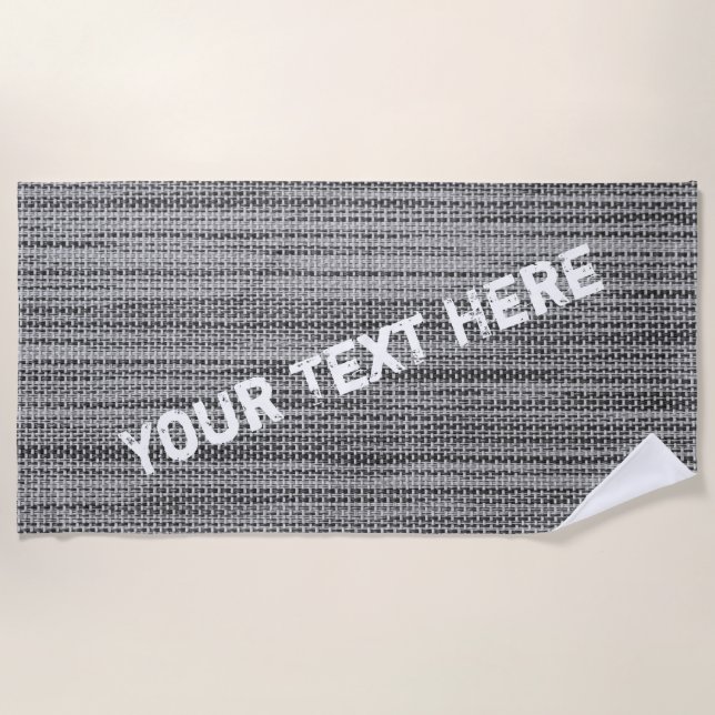 Faux Knitted Grey Beach Towel Personalized Text (Front)
