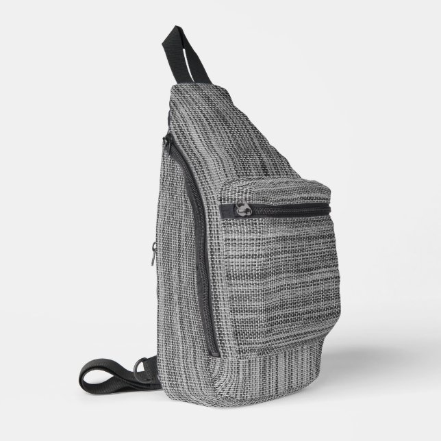 Faux Knitted Grey Sling Bag (Left Corner)