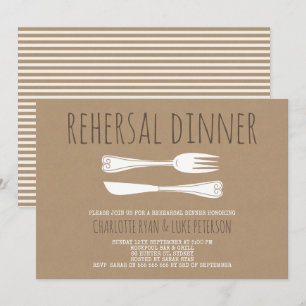 Faux Kraft Cutlery Rehearsal Dinner Invitation
