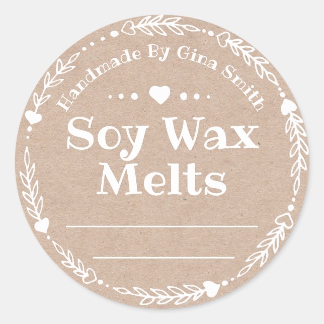 Faux Kraft For Handmade Soy Wax Melt Classic Round Sticker (Front)