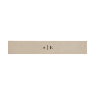Faux Kraft paper rustic monogram initials Invitati Invitation Belly Band