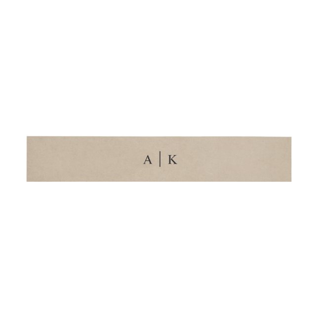 Faux Kraft paper rustic monogram initials Invitati Invitation Belly Band (Flat)