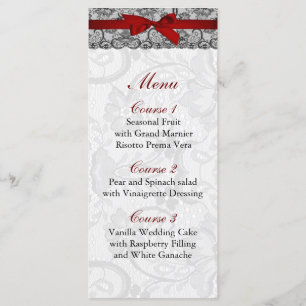 Faux lace and ribbon red ,black  wedding Menu