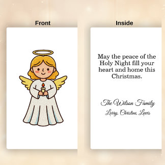 Faux Latch Hook Angel With Candle Christmas  Holiday Card