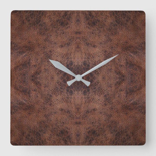 Faux Leather #1 Square Wall Clock (Front)