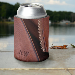 Faux Leather and Satin Unzippered Customizable Can Cooler