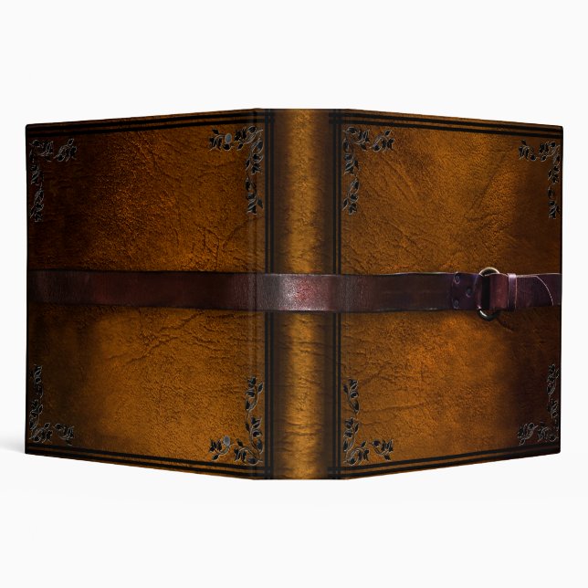 Faux Leather & Belt Brown Leather Binder (Background)