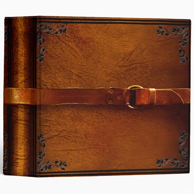 Faux Leather & Belt Golden tone Binder (Front/Spine)