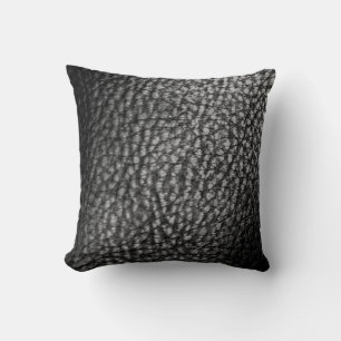 Faux Leather Black Graphite Throw Pillow