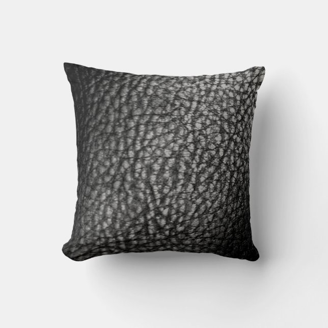 Faux Leather Black Graphite Throw Pillow (Front)