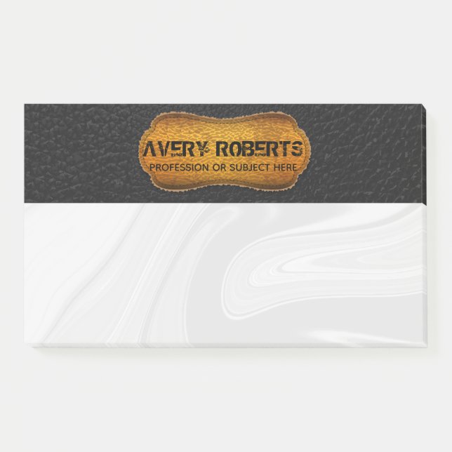 Faux Leather black yellow Elegant luxury Post-it Notes (Front)