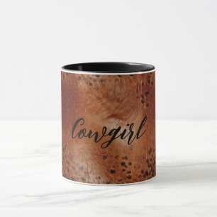 Faux Leather Brown Leopard Spots Mug