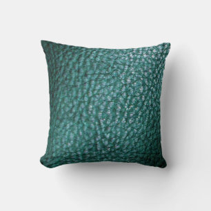 Faux Leather Clear Trendy Blue Throw Pillow