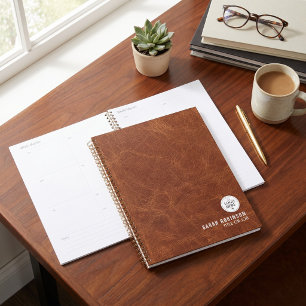Faux Leather Custom Logo Name Title Appointment  Planner