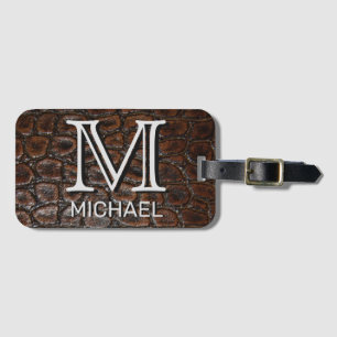 Faux Leather Custom Name and Monogrammed Luggage Tag