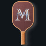 Faux Leather Custom Tri-Colour Monogram and Name  Pickleball Paddle<br><div class="desc">You'll be a winner with this faux leather paddle -- a brown surface with a Tri-Colour Monogram plus personalize additionally with the name. Could also make a wonderful gift for the pickleball enthusiastic -- look closely and you'll see the three colours in the Monogram. Any design questions, just send an...</div>