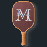Faux Leather Custom Tri-Colour Monogram and Name  Pickleball Paddle<br><div class="desc">You'll be a winner with this faux leather paddle -- a brown surface with a Tri-Colour Monogram plus personalize additionally with the name. Could also make a wonderful gift for the pickleball enthusiastic -- look closely and you'll see the three colours in the Monogram. Any design questions, just send an...</div>