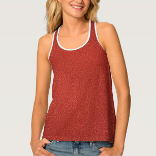 Faux Leather Elegant Red Brown Template Womens Tank Top