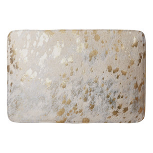 Faux Leather Gold Cowhide Print Metallic Bath Mat