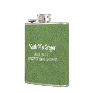 Faux Leather Green Graduation Gift Hip Flask