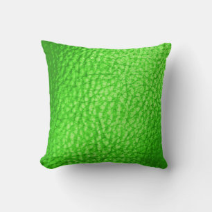 Faux Leather Light Lime Green Throw Pillow