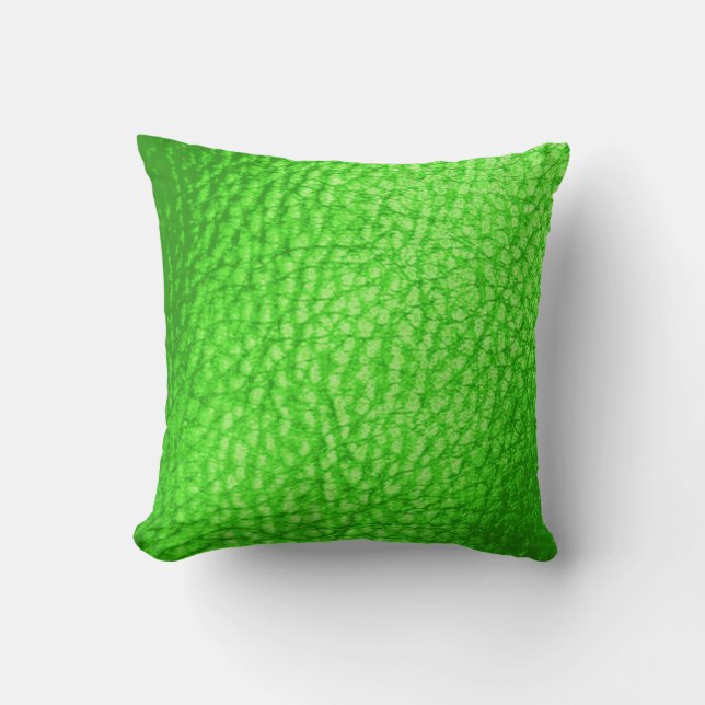 Faux Leather Light Lime Green Throw Pillow (Front)