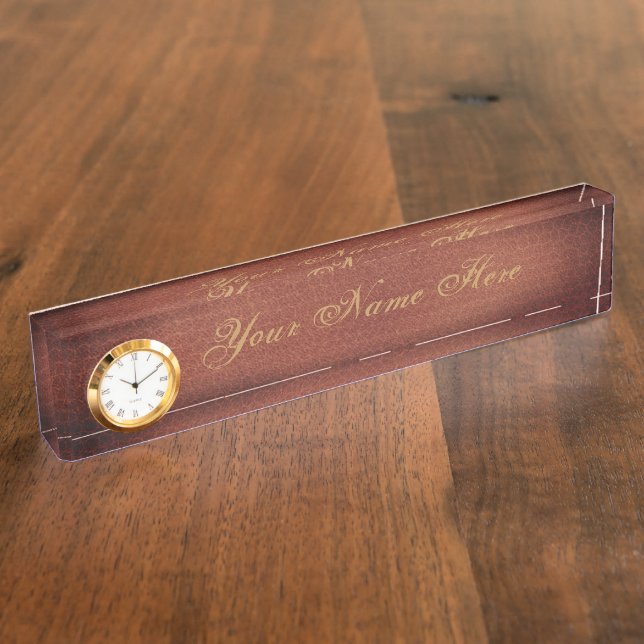Faux Leather Look Add Your Name Nameplate (Side)