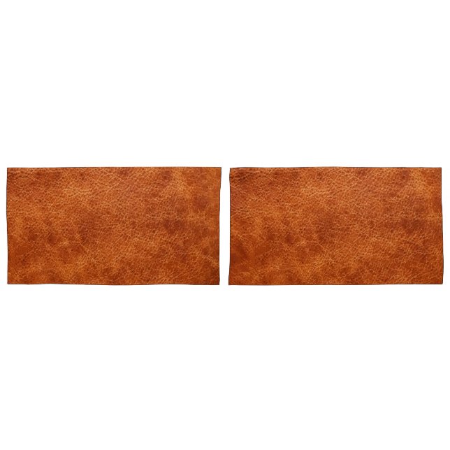 Faux leather look cognac brown vintage pillowcase (Front-Set)