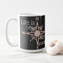 Faux Leather Look Compass Rose Anchor