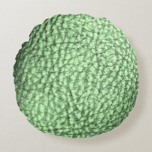 Faux Leather Mermaid Green Round Pillow