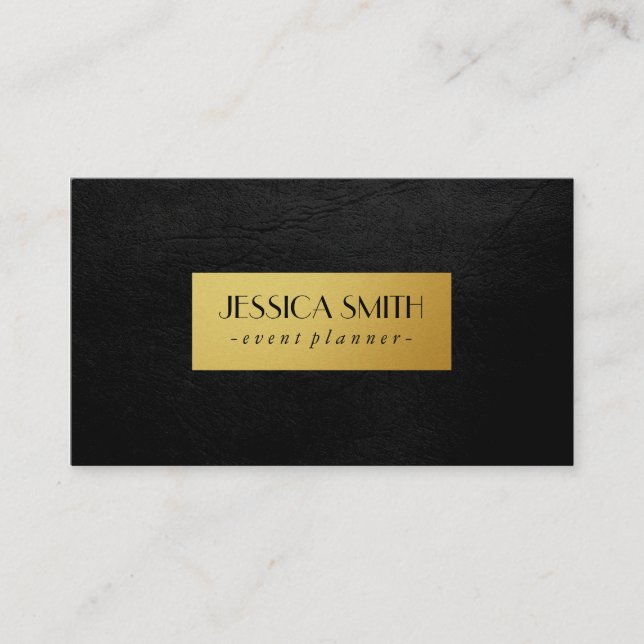Faux Leather / Metallic Gold Business Card (Front)