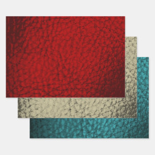 Faux Leather Mix design- Rich Tone set Wrapping Paper Sheet
