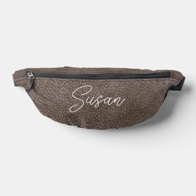 Faux Leather Mocha Textured  Fanny Pack (Lay Down)