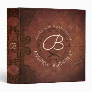 Faux leather monogram cookbook recipe binder