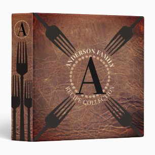 Faux leather monogram cookbook recipe binder
