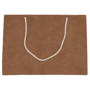 Faux Leather Natural Brown Large Gift Bag