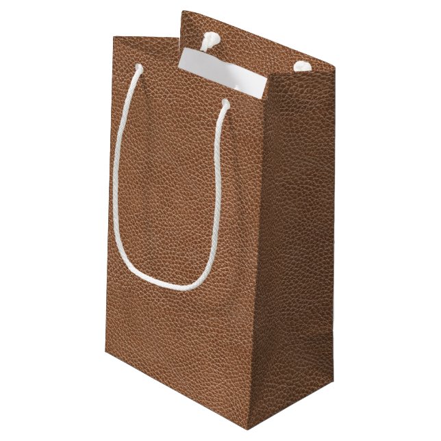 Faux Leather Natural Brown Small Gift Bag (Back Angled)