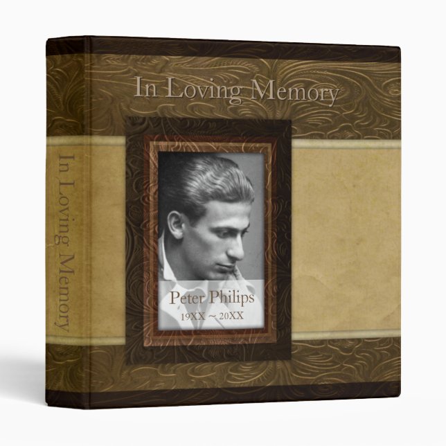 Faux leather parchment Photo Memorial Guest Book Binder (Front/Spine)
