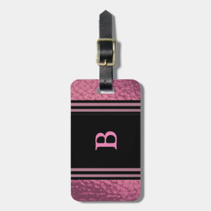 Faux Leather Pink and Black Design Luggage Tag