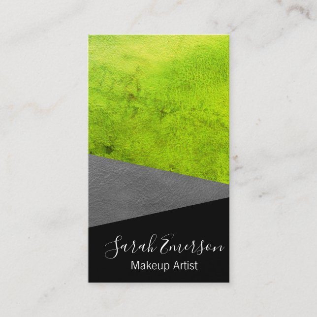 Faux Leather Print (vibrant green) Business Card (Front)