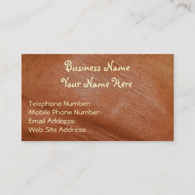 Faux Leather Rustic style Business Cards (Front)