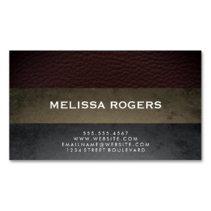 Faux Leather Slate Colour Blocks Magnetic Business Card