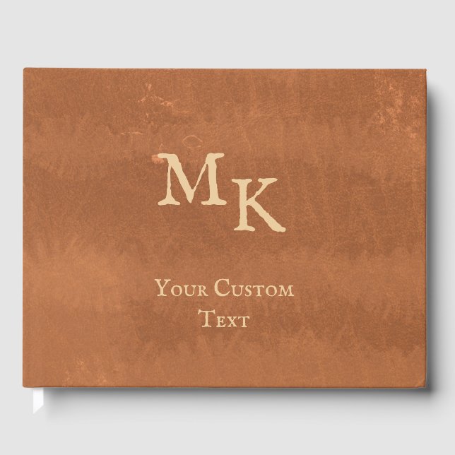 Faux Leather Vintage Antique Wedding Guest Book (Front)