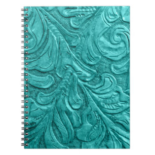 Faux Leather Western Pattern Teal Notepad book