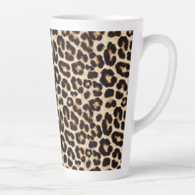 Faux Leopard Fur Pattern | Wild Cat Latte Mug (Right)