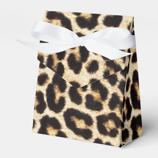 Faux Leopard Fur Pretty Favor Box (Front Side)